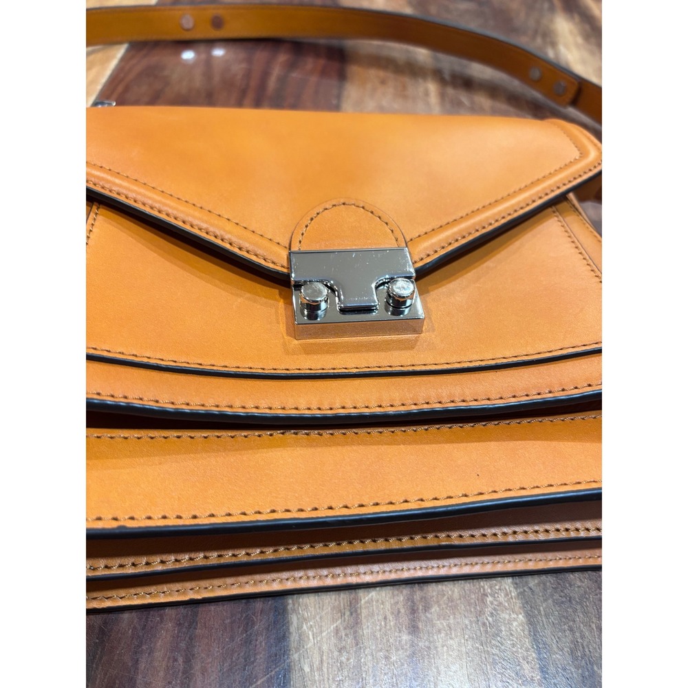 LOEFFLER RANDALL crossbody bag womens tan leather accordion envelope satchel